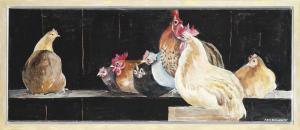 DAWNAY Ada 1900-2000,Chickens roosting,Christie's GB 2014-01-14