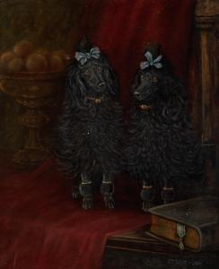 DAWS Frederick Thomas 1878-1956,Two black poodles,1946,Rosebery's GB 2023-09-12