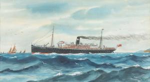 DAWSON Frederick 1894-1919,Australian Steamship Kanowna in a Choppy Sea,1903,Shapiro AU 2021-03-30