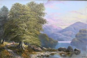 DAWSON Henry Thomas 1841-1896,mountainous landscape on lake,Nadeau US 2022-05-14