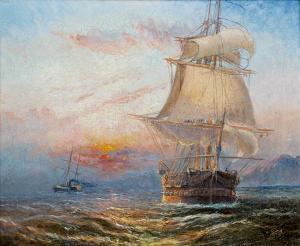 DAWSON Henry Thomas 1841-1896,NAVIRES SUR UNE MER CALME,Tajan FR 2014-03-28