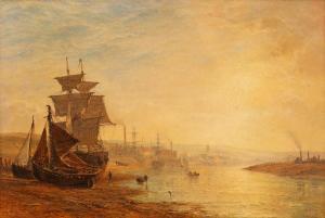 DAWSON Henry Thomas,Shoreham Harbour near Brighton,1876,Simon Chorley Art & Antiques 2020-09-23