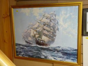 DAWSON Montague 1890-1973,threemaster in heavy seas,Rogers Jones & Co GB 2017-10-17