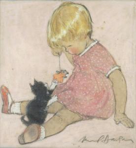 DAWSON Muriel 1897-1974,Child playing with a Kitten,Woolley & Wallis GB 2014-03-05