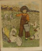 DAWSON Muriel 1897-1974,Feeding the Chickens,Eastbourne GB 2009-04-30