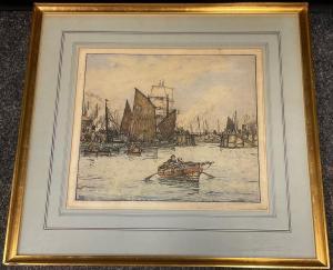 DAWSON Nelson Ethelred 1859-1941,Scarborough Harbour,Bamfords Auctioneers and Valuers GB 2023-01-26