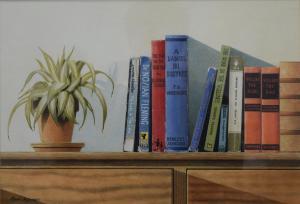 DAWSON Paul 1946,Still Life of Books and a Spider Plant,Rowley Fine Art Auctioneers GB 2022-03-12