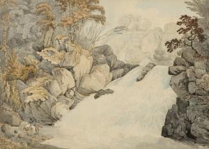 DAY William 1764-1807,Dolmelynllyn Falls near Dolgellau, Wales,1792,Christie's GB 2023-12-08
