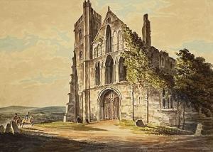 DAYES Edward,view of Llandaff Cathedral, two figures on horseba,1802,Rogers Jones & Co 2022-07-16