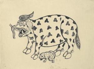DAYUH WAYAN 1923-1966,Tantri, A Bird Pecks the Eye of an Elephant, The e,Borobudur ID 2011-10-22