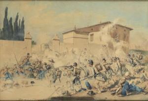 De ALBERTIS Sebastiano 1828-1897,Combattimento a Casina Baffi,1875,Sant'Agostino IT 2023-12-12