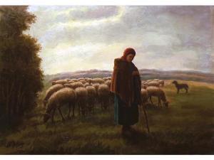 DE ANGELIS Angelo 1800-1900,pastorella con gregge pecore,Caputmundi Casa d'Aste IT 2012-06-20