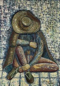 DE ARMAS Maria Los Angeles 1938,Campesino sentado con sombrero,Goya Subastas ES 2018-07-26