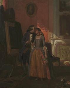 de BACKER François J. 1812-1872,Le peintre et son modèle,Daguerre FR 2019-05-17