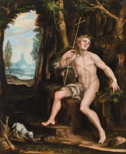 de BACKER Jacob I,Saint John with cross and lamb before,1590,im Kinsky Auktionshaus 2021-12-14