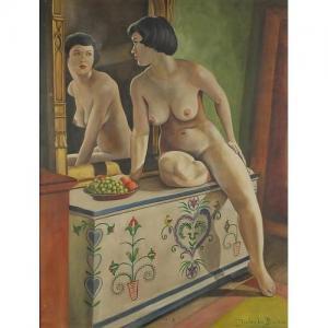 De Backer Jules,Nude female looking in a mirror,Eastbourne GB 2018-01-13