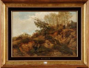 de BAERDEMAECKER Felix 1836-1878,Le peintre et son chevalet dans un paysage,VanDerKindere 2012-06-12