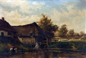 de BAERDEMAECKER Felix 1836-1878,Washerwoman by a Mill,Keys GB 2014-05-16