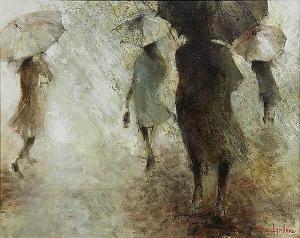 DE BALLARD Michel 1921,"Femmes Aux Parapluies",Clars Auction Gallery US 2014-06-15