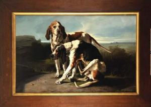 de BALLEROY Albert 1828-1873,Les chiens de chasse couplés,1873,Osenat FR 2009-05-24
