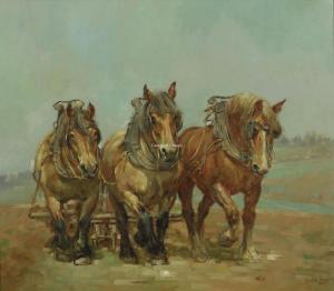 DE BAUW Karel 1909-2002,Trois chevaux de trait,Campo & Campo BE 2023-07-08