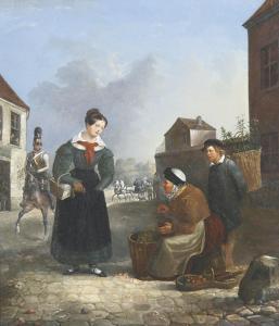 de BAUX Raymond 1785-1862,Straßenszene mit Dame und Obsthändlerin,Winterberg Arno DE 2021-04-24