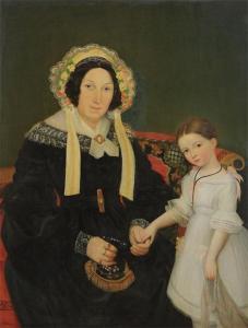 DE BAVAY A,Portrait of a widow and her grand-daughter,1840,Bernaerts BE 2009-11-16