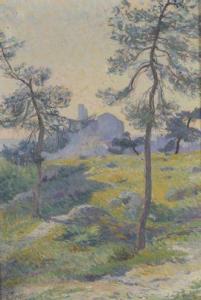 DE BAZELAIRE Léonie 1857-1926,Paysage au château,Etienne de Baecque FR 2021-03-19