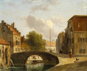 de Beer A 1800-1800,A woman and her dog on a riverside street,Bonhams GB 2005-12-07