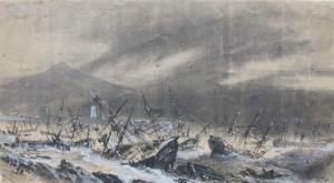 DE BERARD Evremond 1824-1881,Scène de cyclone, les Antilles ?,Art Valorem FR 2020-06-24