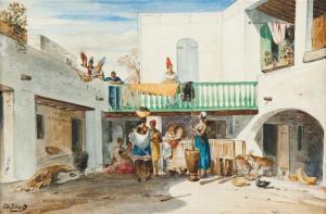 DE BERARD Evremond 1824-1881,Vue de Gorée et un intérieur de cour à Gorée,Tajan FR 2011-11-18