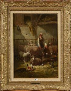 de BEUL Frans 1849-1919,Fermière à l\’étable aux moutons,VanDerKindere BE 2021-02-23