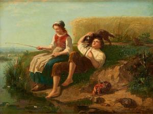 de BEUL Frans 1849-1919,Les deux jeunes pêcheurs,Horta BE 2021-06-21