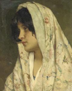 De BLAAS Eugenio Eugen 1843-1931,A Young Beauty with a Flowered Shawl,Christie's GB 2003-04-01