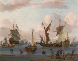 de BLAAUW Johannes 1712-1776,Vaisseaux hollandais près de la côte,Pierre Bergé & Associés 2017-12-08