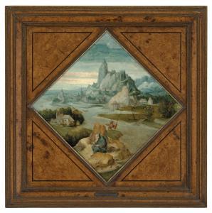 de BLES Herri Met 1485-1560,A river landscape with Saint Christopher carrying ,Christie's 2022-12-09