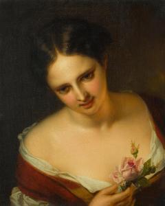 DE BLOCK Eugene Francois 1812-1893,A young woman holding a rose,1847,Bonhams GB 2023-05-30