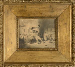DE BLOCK Eugene Francois 1812-1893,Cena de interior com figuras,1838,Veritas Leiloes PT 2023-01-24