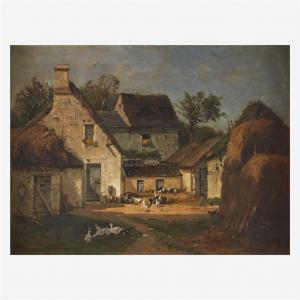 DE BLOIS Francois B 1829-1913,Barnyard, d'Hayson, France,1878,Freeman US 2020-12-08