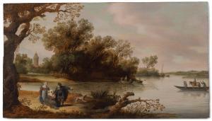 de BLOOT Pieter,A wooded river landscape with figures resting by a,1970,Christie's 2023-10-10