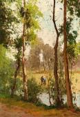 DE BOCK Theophile Emile Achille 1851-1904,Two wanderers in a light birch forest,Kaupp DE 2015-09-26