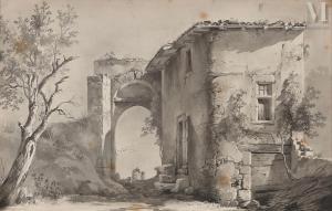 de BOISSIEU Jean Jacques 1736-1810,Promeneurs dans des ruines,Millon & Associés FR 2024-03-21