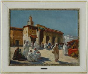 DE BOURGADE Augusta 1890-1969,Maroc, personnages sur la place,Piguet CH 2011-06-22