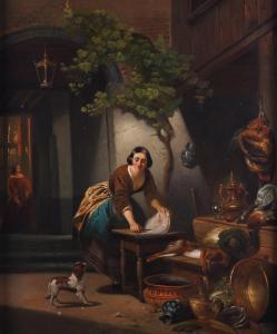 de BRAEKELEER Adrien Ferdinand,A woman filleting fish,Bellmans Fine Art Auctioneers 2023-03-28
