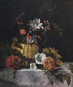 de BRAY Dirck 1640-1690,A basket of flowers on a marble ledge,1665,Christie's GB 2016-12-09