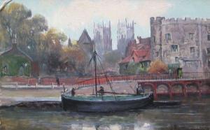 DE BREANSKI Alfred Fontville II 1877-1955,A Cathedral city from the river,Dreweatt-Neate 2012-05-10