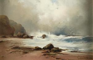 De BREANSKI Gustave 1856-1898,Waves crashing onto a beach,Bellmans Fine Art Auctioneers 2024-03-28