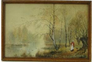 de breanski J 1800-1800,Woman beside a woodland river,Burstow and Hewett GB 2015-08-26