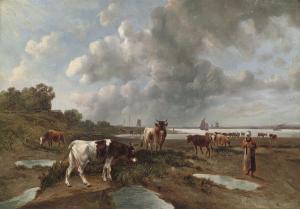 de BREE Anthony, Anton 1856-1921,Tending to livestock by a Dutch waterway,1883,Christie's 2009-07-10