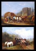 de bree anthony,Figures with horses and carts in a landscape, pair,Lacy Scott & Knight 2013-03-16